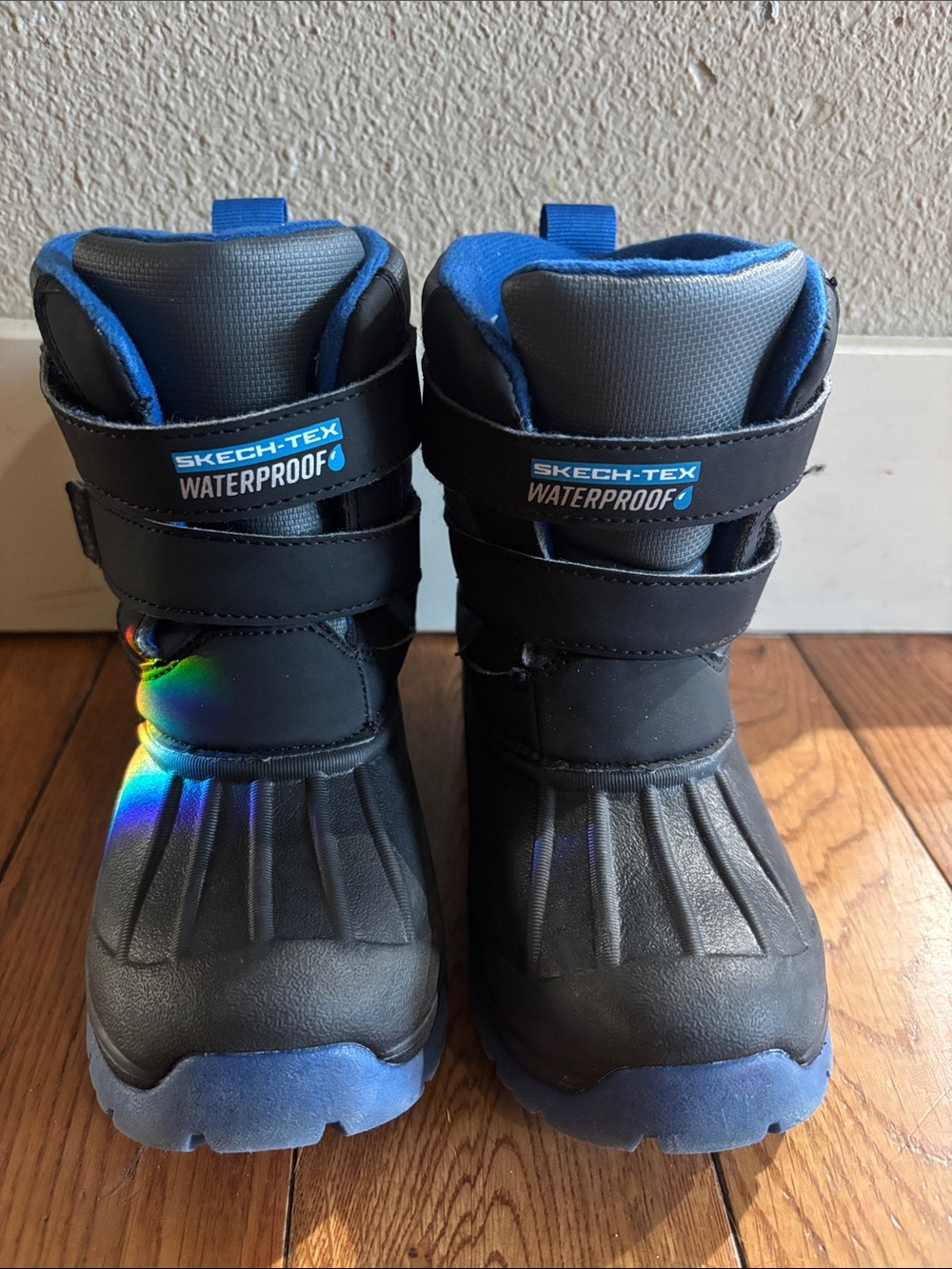 Skechers Black and Blue Kids Waterproof Snow Boots